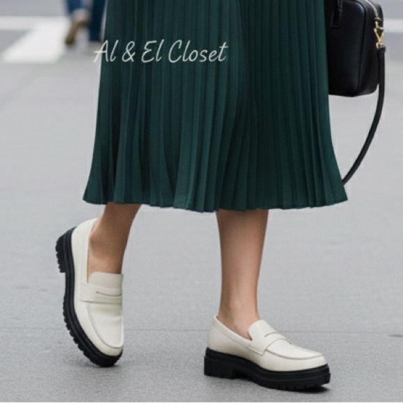 Quince Shoes - Quince Italian Leather Lug Sole Loafers Bone Ivory Platform Shoes Size 6.5 NWB